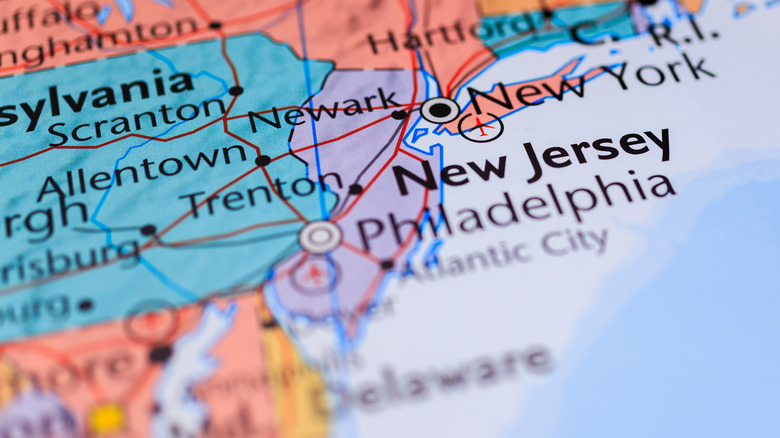 New Jersey and Pennsylvania on map