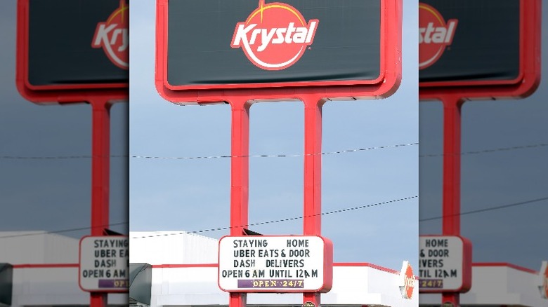 Krystal's sign outside restaurant 