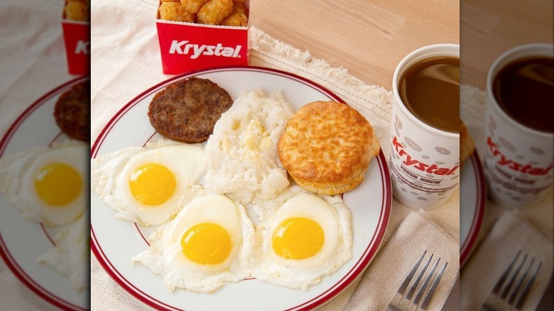 Krystal food on a real plate