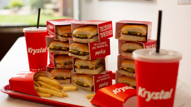 Stack of Krystal sandwiches 