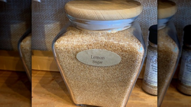 Lemon sugar in jar