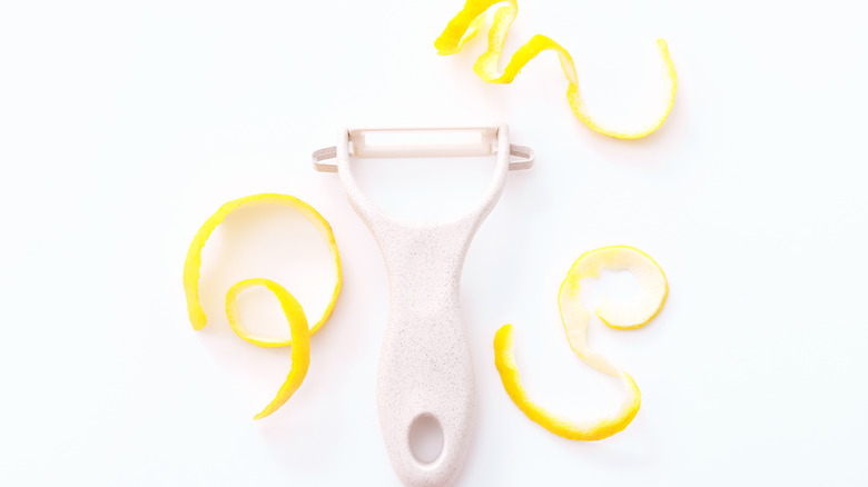 Lemon peels with peeler