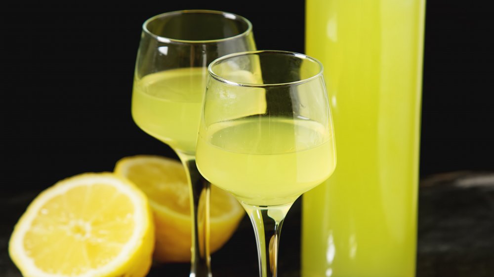 Limoncello glasses and bottles