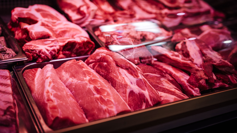 butcher case with beef