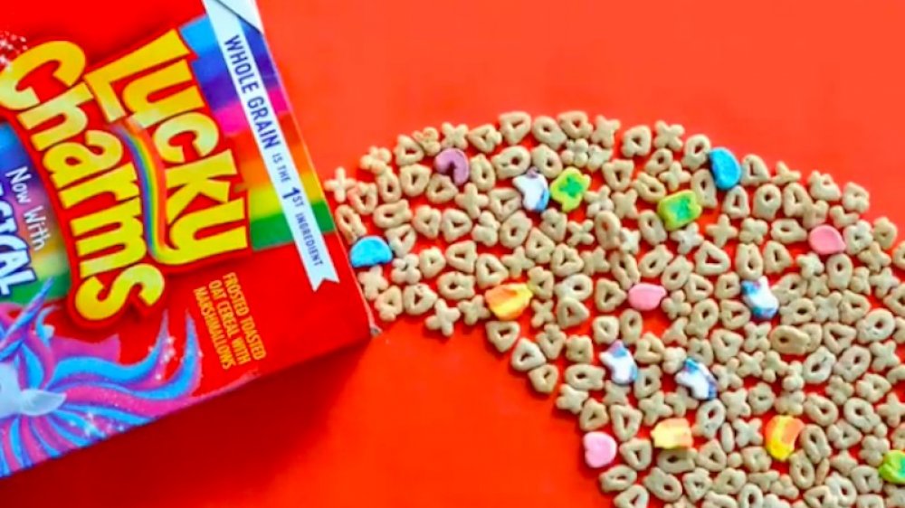 Lucky Charms cereal and box