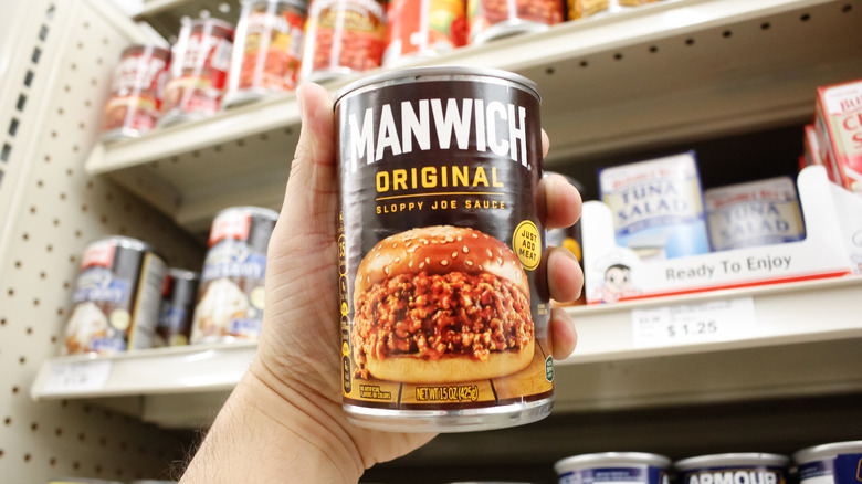 manwich can in a grocery store aisle