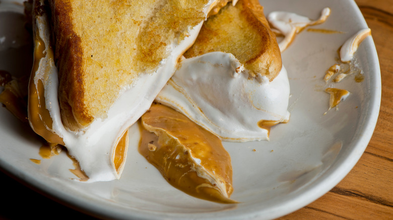 toasted fluffernutter oozing on plate