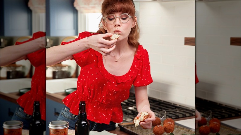 Mary Berg eating in kitchen 