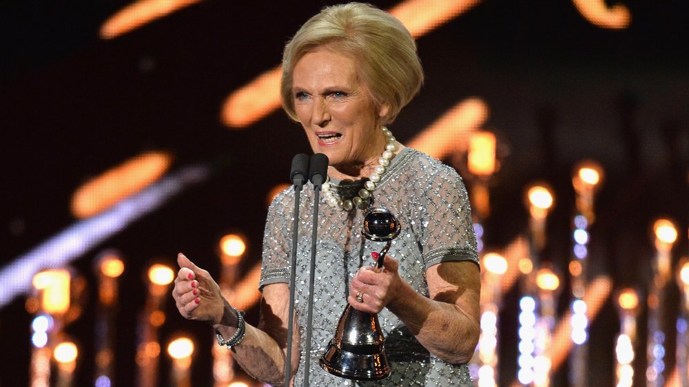 Mary Berry accepting an award