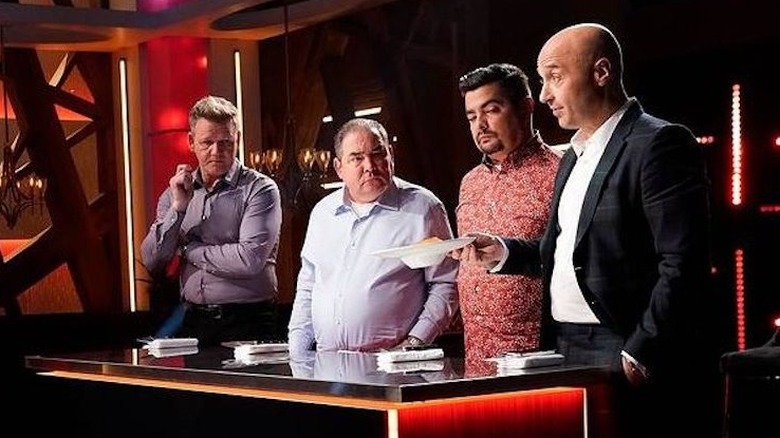 Hosts of MasterChef: Legends with chef Emeril Lagasse