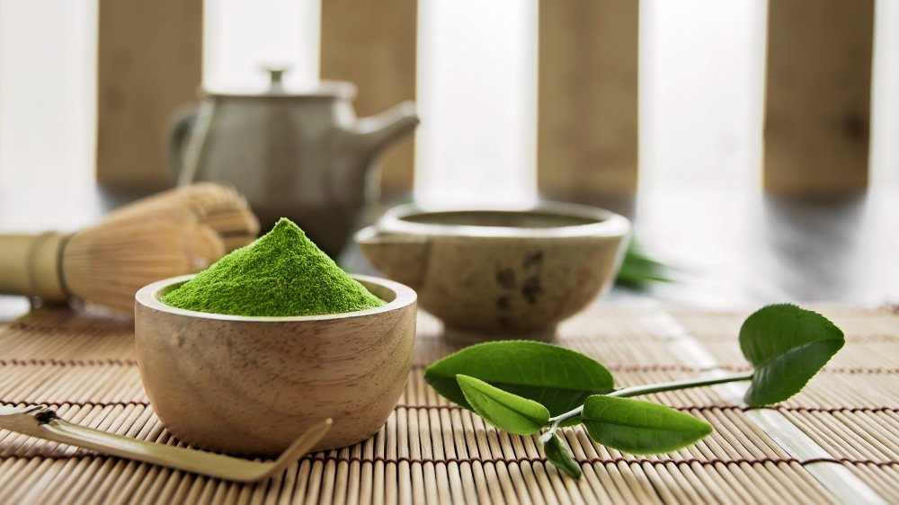 Matcha in a wooden bowl