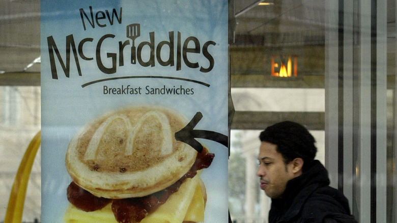 McGriddles poster in McDonald's window