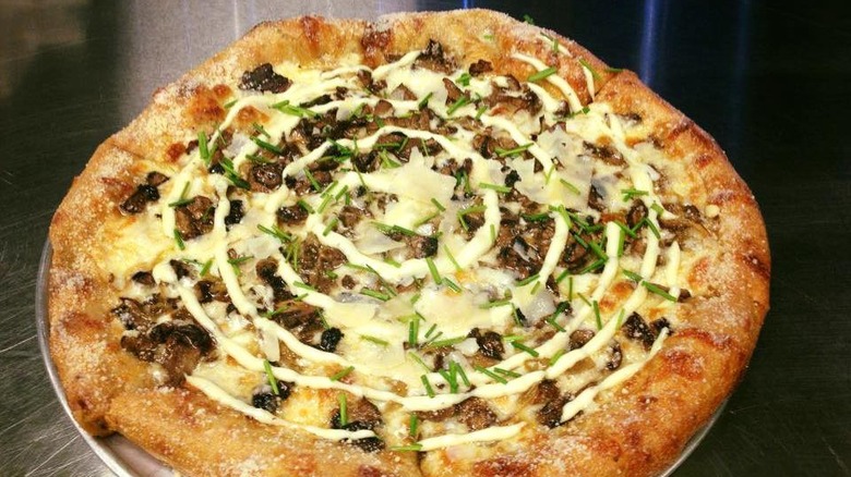 Mellow Mushroom pizza with mushrooms 