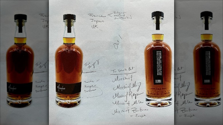 MF Libations bottles with notes