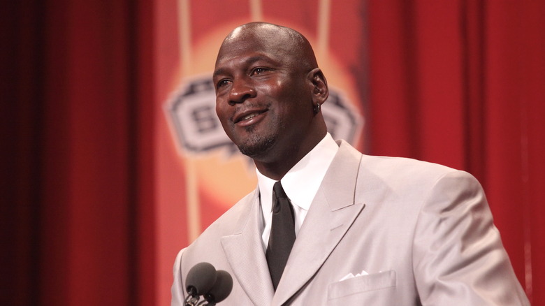 Michael Jordan speaking at event 