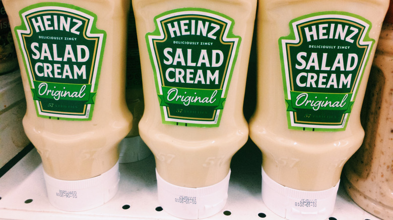 three bottles of heinz salad cream