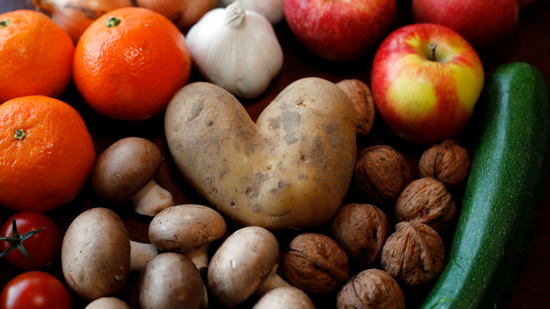 Close up of assorted irregular produce