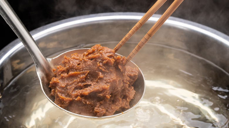 Miso paste in spoon