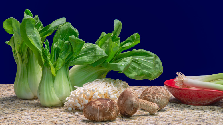 Fresh bok choy and mushrooms