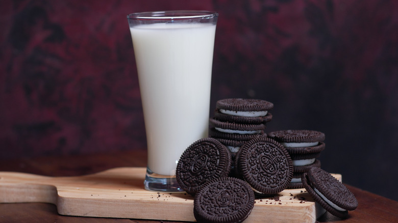 Oreo cookies and milk