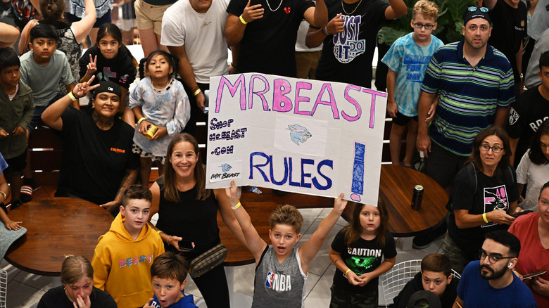 Crowd at first MrBeast Burger opening