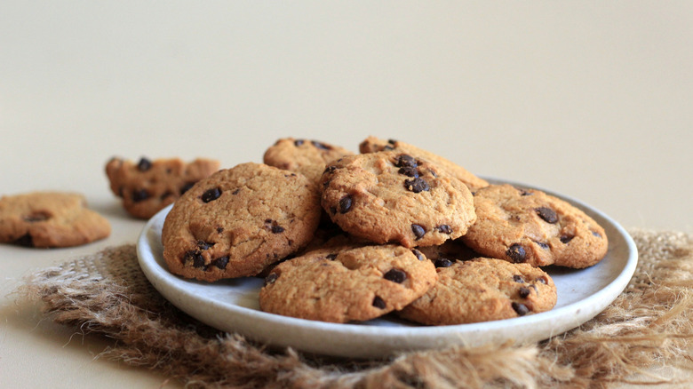 chocolate chip cookies on plate