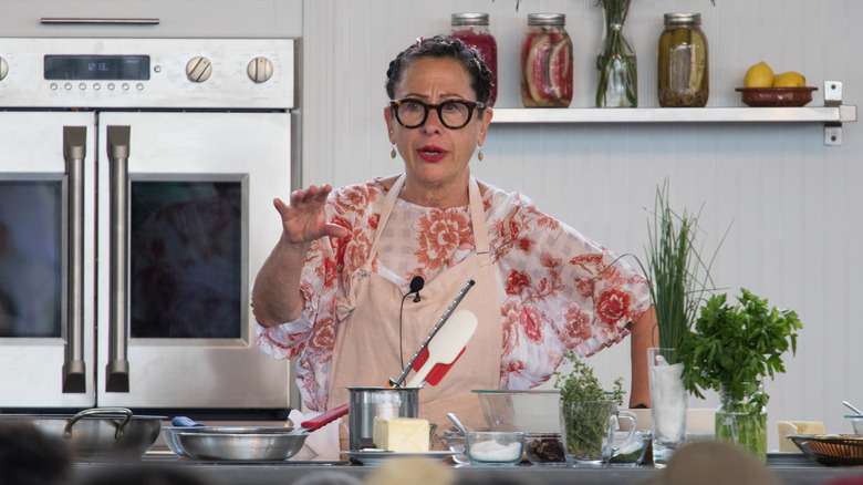 Nancy Silverton cooking in a kitchen