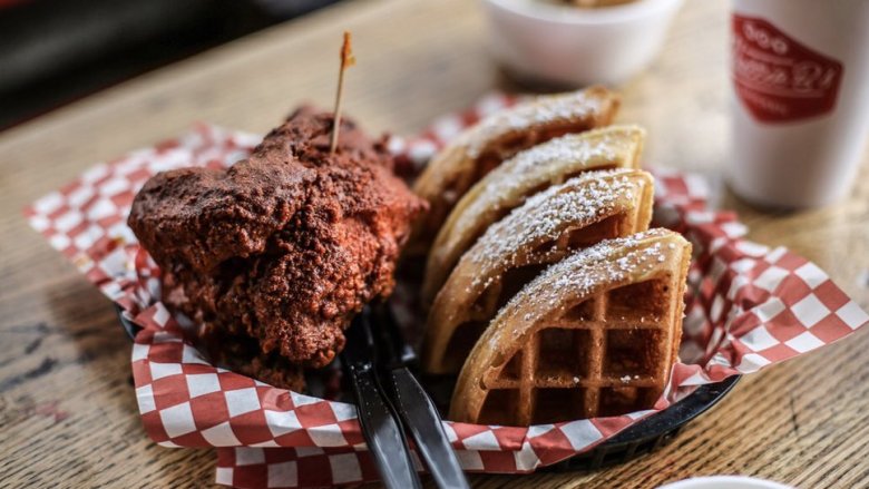 hot chicken and waffles