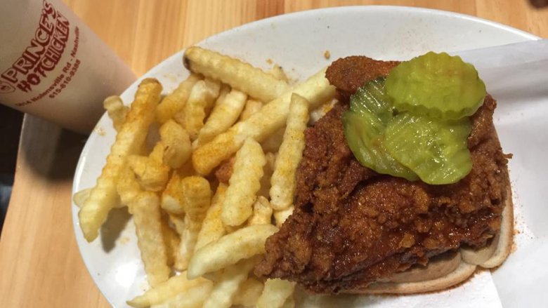 prince's hot chicken with fries and drink