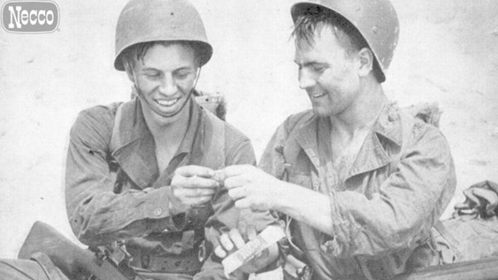 WWII soldiers sharing Necco Wafers