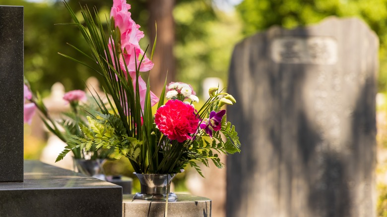 Flowers at a grave site