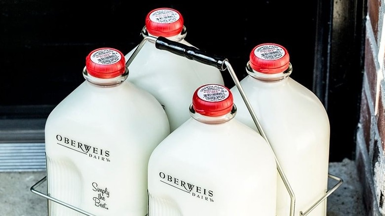 Bottles of milk delivered to a home