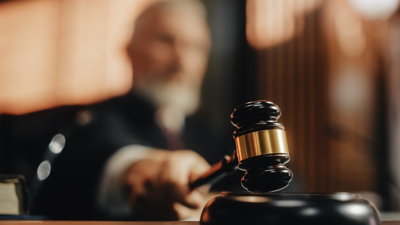 A judge banging a gavel