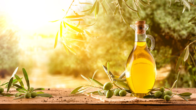 Olive oil in the sunshine