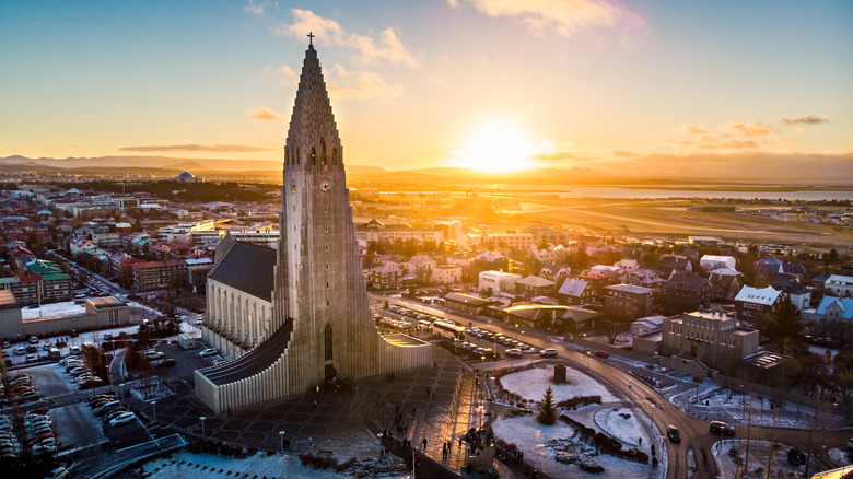 Reykjavik Iceland skyline with church