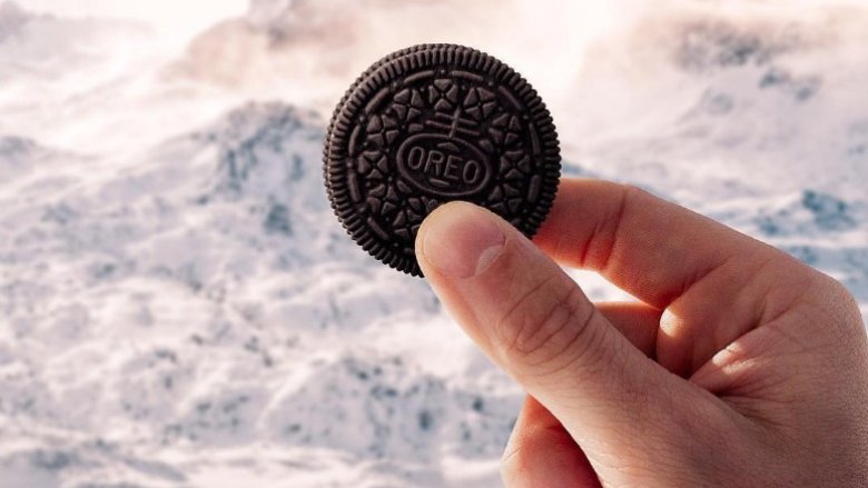 Oreo against mountain backdrop