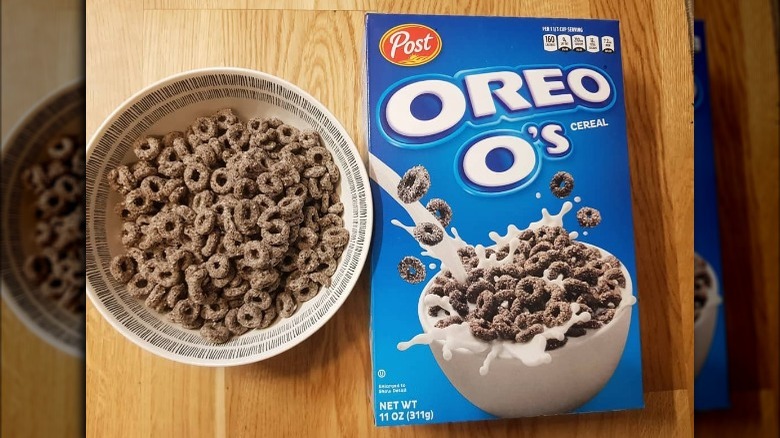 bowl and box of oreo o's cereal