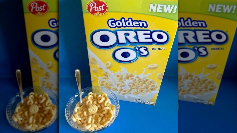 bowl and box of golden oreo o's cereal