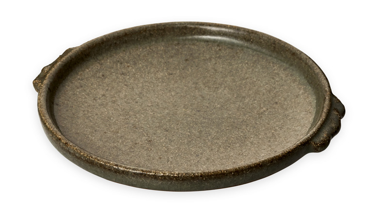 Brown stoneware plate