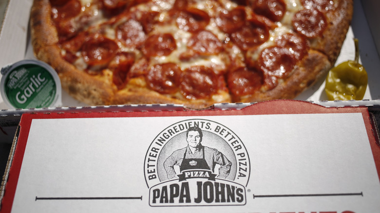 John Schnatter on Papa John's pizza box