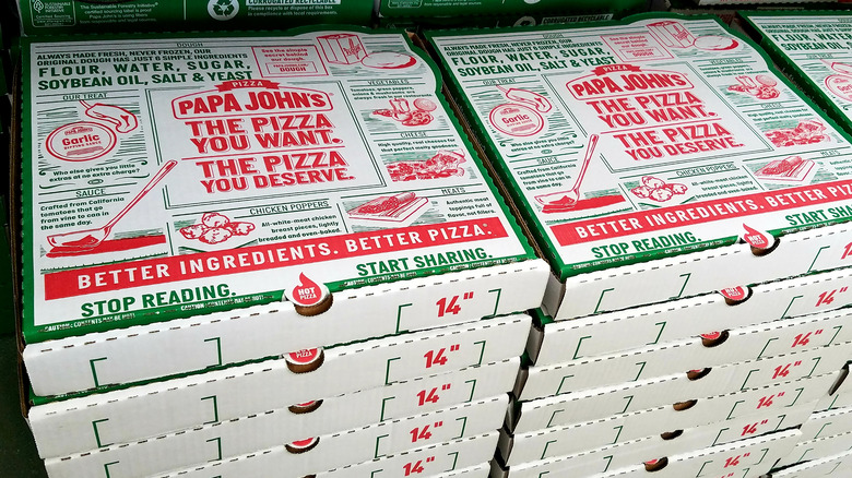 Papa John's pizza delivery boxes