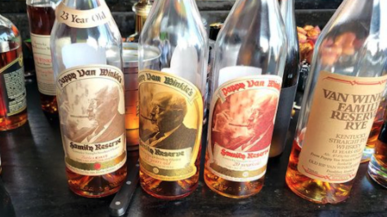 Nearly empty Pappy bottles 