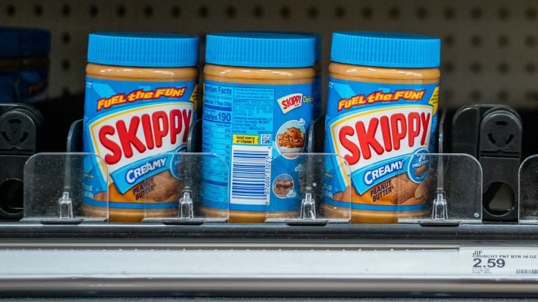 peanut butter jars on shelf