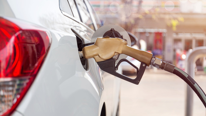 Car fueling at gas station