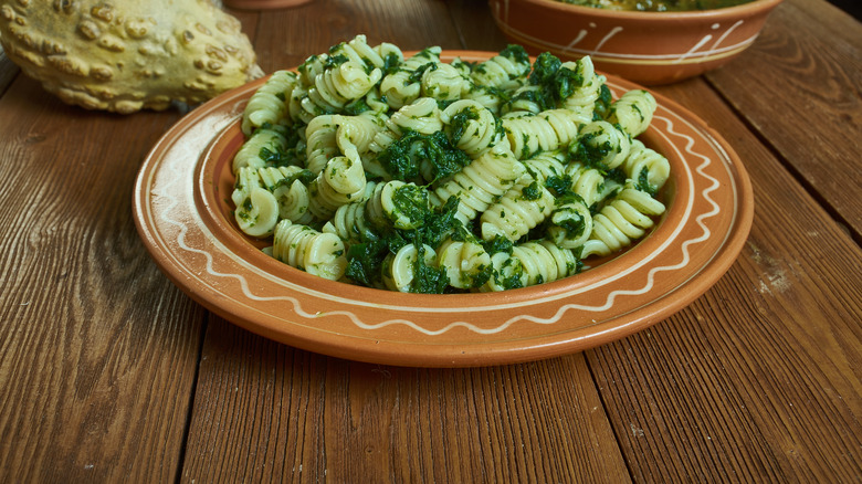 Pasta with pesto sauce