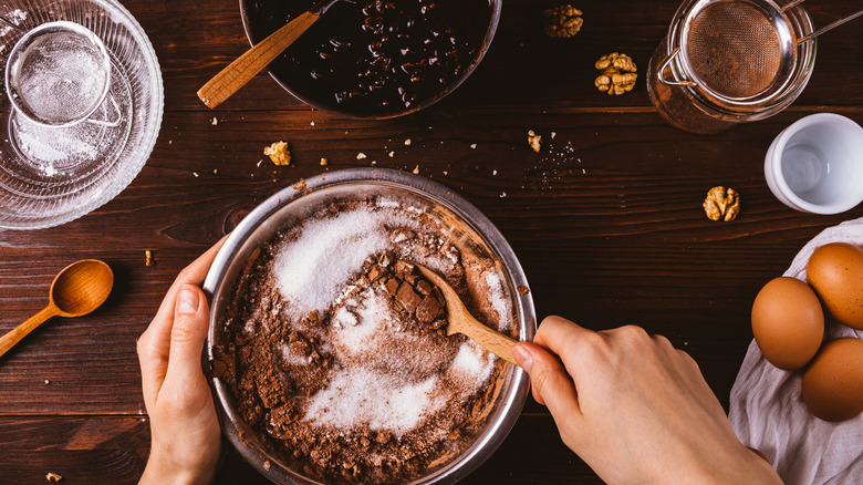 Chocolate ingredients mixed