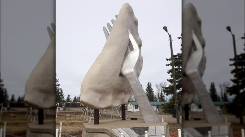 Giant Perogy statue in Glendon, Alberta, Canada