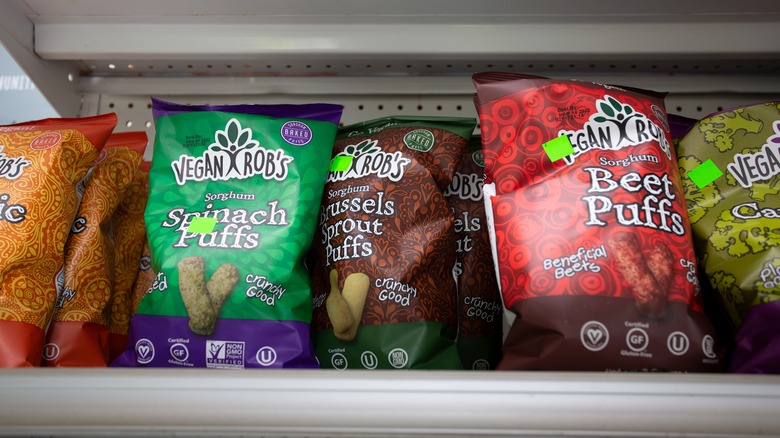 Vegan Rob's snacks on a shelf