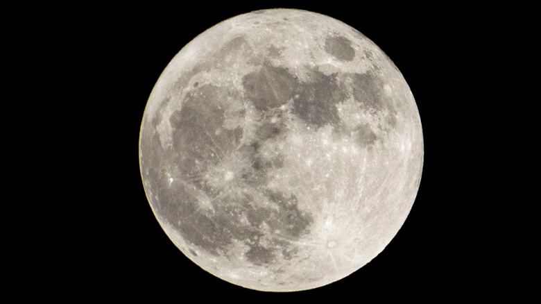 A full moon in a clear sky