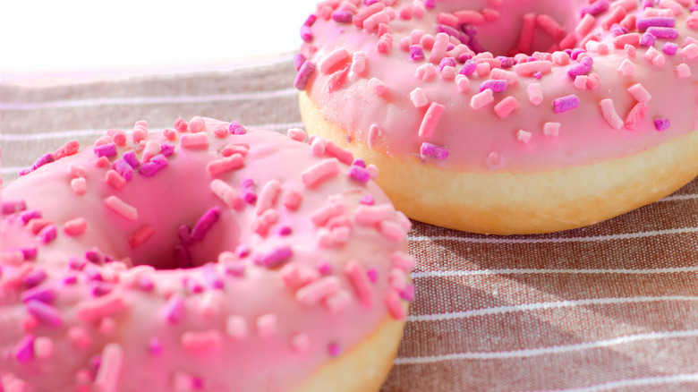 Pink frosted doughnuts